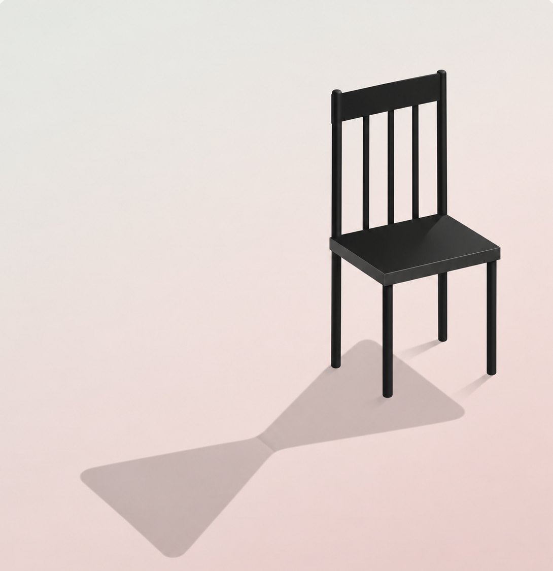 Une chaise dont l’ombre dessine un sablier
